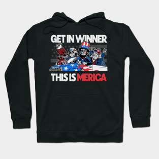 Get in Winner This is America US Presidents 4th of July Monster Truck Hoodie